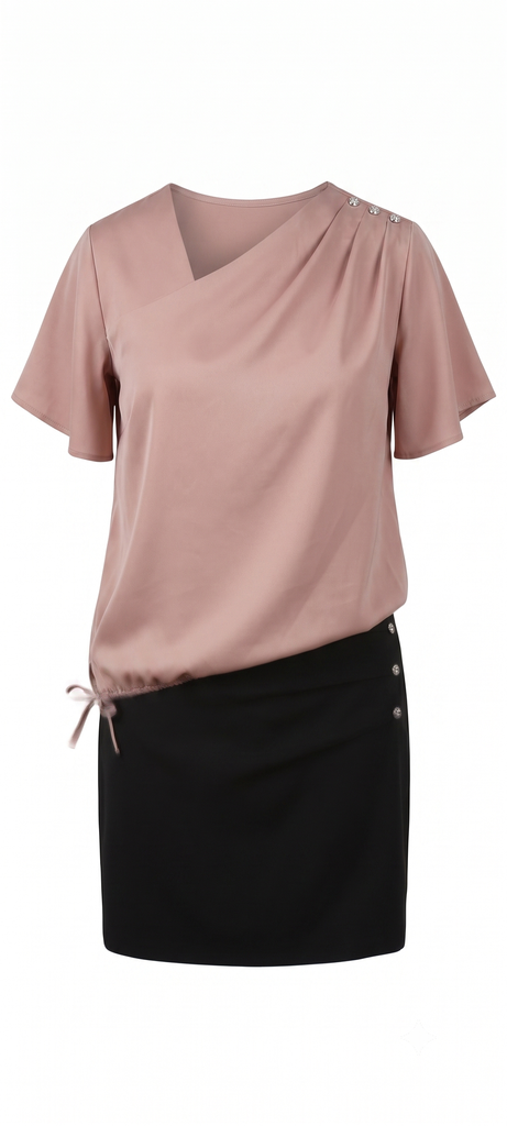 Chemisier rose & Jupe noire (XS)